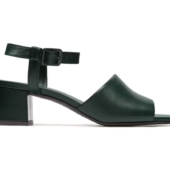 Everlane Dark Green Block Heel Sandal with Sleek Design - Picture 2 of 9
